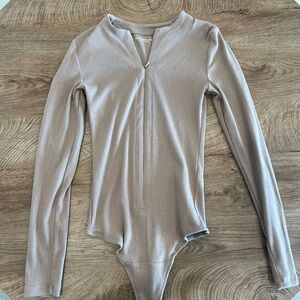 Abercrombie & Fitch Tan Long Sleeve Bodysuit